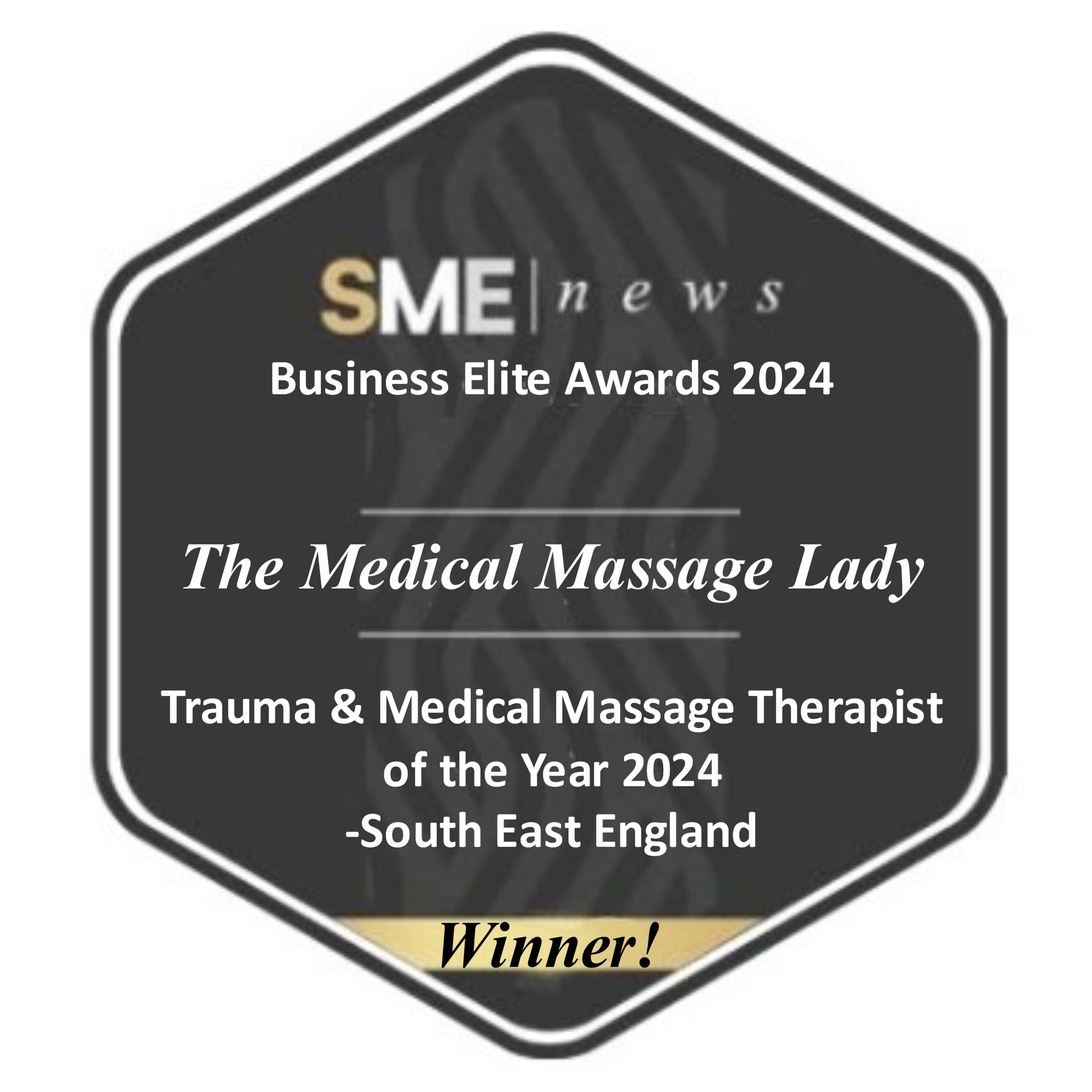 SME News Business Elite Awards  Trauma & Medical Massage Therapist  of the Year - South East England