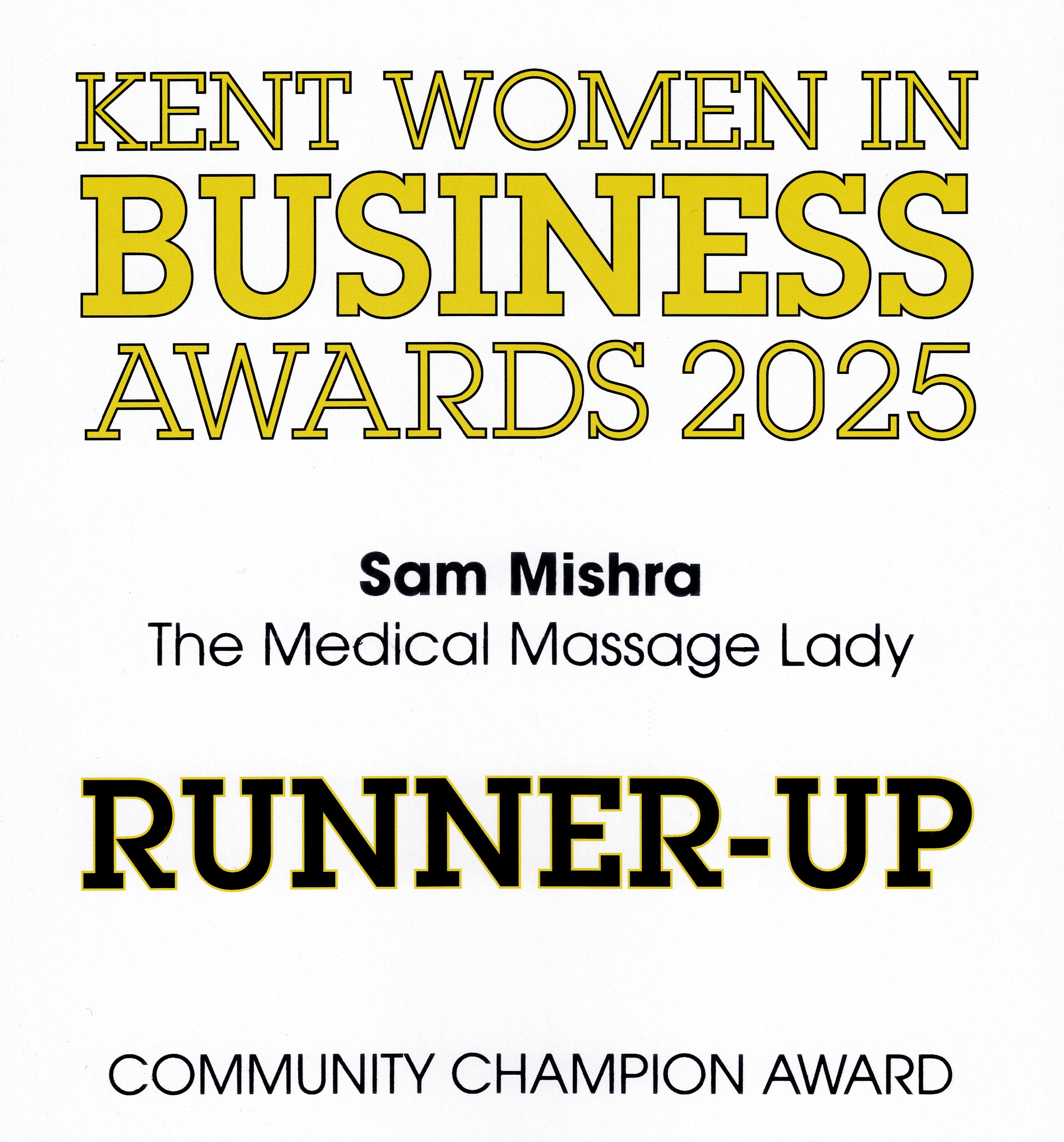 Kent Women in Business Awards 2025 - Community Champion (Runner Up)