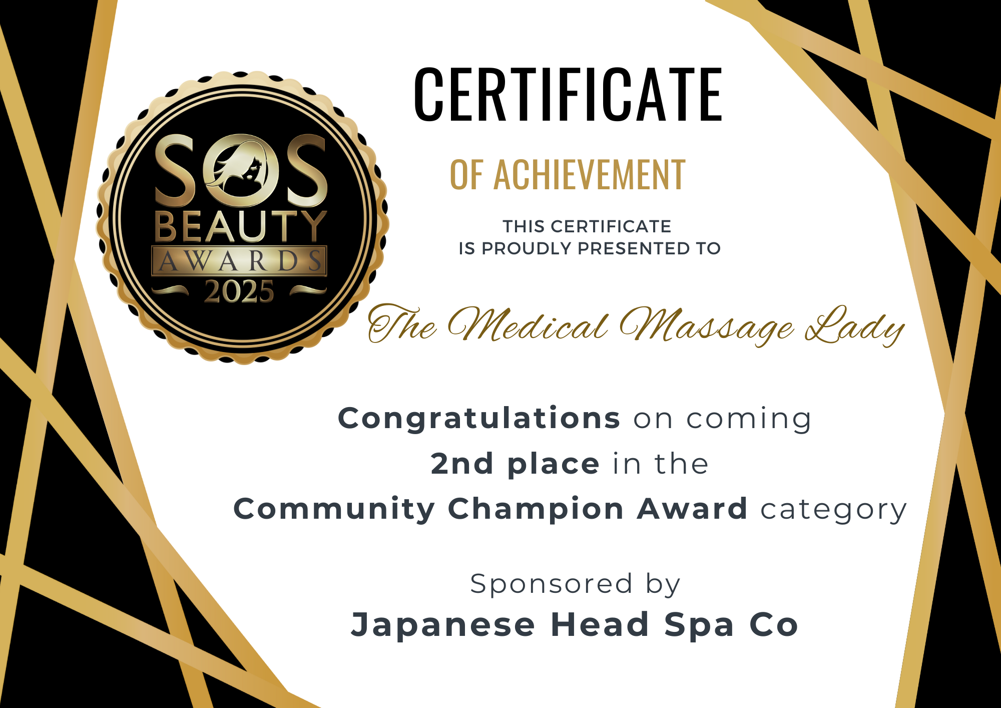 SOS Beauty Awards 2025 (National)- Community Champion - 2nd Place